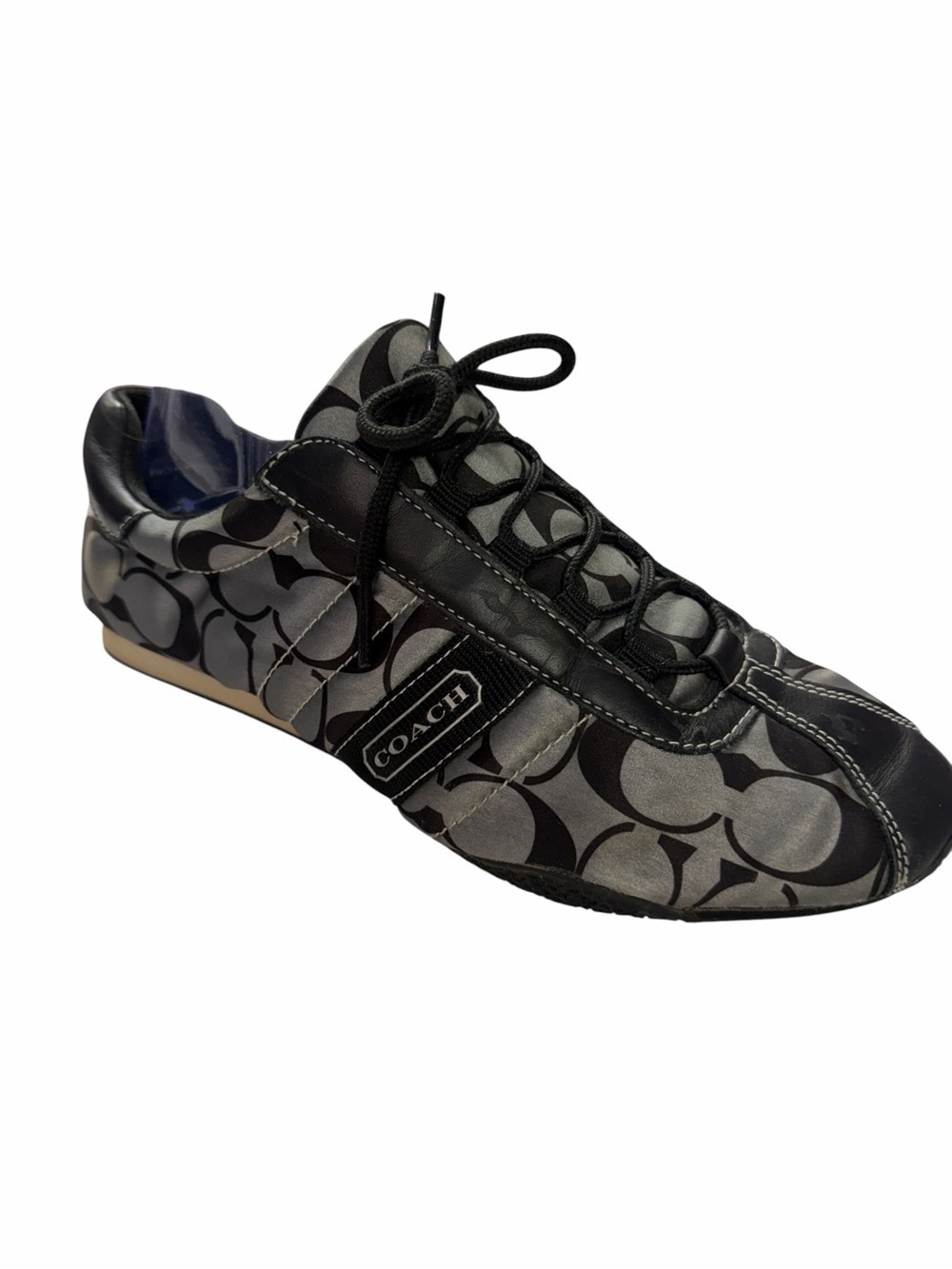 Coach Gray & Black Signature Satin Low-Top Sneaker